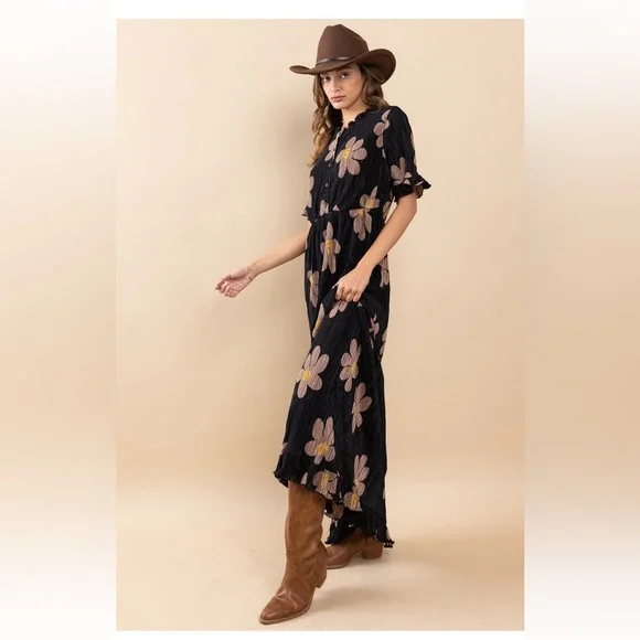 18 Floral Print Pleated Maxi Dress - Picture 5 of 6